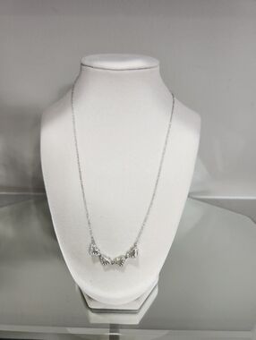 Premier Designs Silvertone Convertible Quad Rhinestone Heart  Necklace